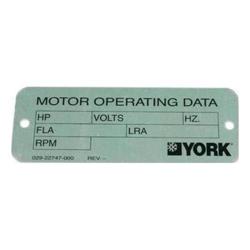 York - 029-22747-000 - Nameplate